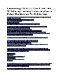 Pharmacology NURS 251 Final Exam (2024 / 2025)