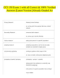 CCI 150 Exam 1 with all Correct & 100% Verified Answers |Latest Version |Already Graded A+
