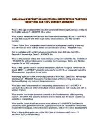 CASLI EXAM PREPARATION AND ETHICAL INTERPRETING PRACTICES QUESTIONS AND 100% CORRECT ANS