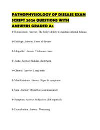 PATHOPHYSIOLOGY OF DISEASE EXAM SCRIPT 2026 QUESTIONS WITH ANSWERS GRADED A+