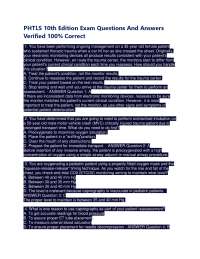PHTLS 10th Edition Exam Questions And Answers Verified 100% Correct