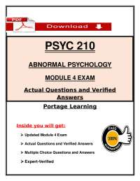 PSYC 210 Module 4 Exam 2026 (PDF) | Abnormal Psychology | Portage Learning