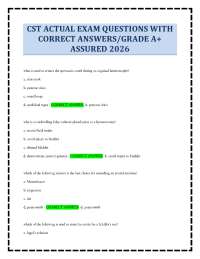 CST ACTUAL EXAM QUESTIONS WITH CORRECT ANSWERS/GRADE A+ ASSURED 2026