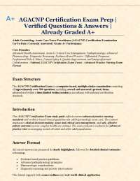 AGACNP Certification Exam Prep | Verified Questions & Answers | Already Graded A+
