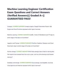 Machine Learning Engineer Certification Exam Questions and Correct Answers (Verified Ans