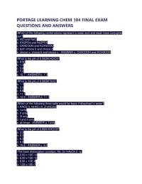 PORTAGE LEARNING CHEM 104 FINAL EXAM QUESTIONS AND ANSWE