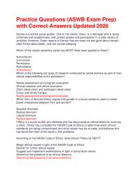 Practice Questions (ASWB Exam Prep) with Correct Answers Updated 2026