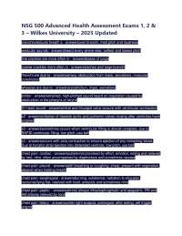 NSG 500 Advanced Health Assessment Exams 1, 2 & 3 – Wilkes University –