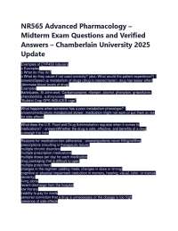 NR565 Advanced Pharmacology – Midterm Exam Questions and Verified Answers