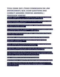 TCOLE EXAM 2025 (TEXAS COMMISSION ON LAW ENFORCEMENT) REAL EXAM QUESTIONS AND CORRECT A