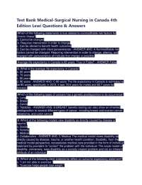 Test Bank Medical-Surgical Nursing in Canada 4th Edition Lewi Questions & Answers