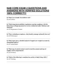 NAB CORE EXAM 2 QUESTIONS AND ANSWERS WITH VERIFIED SOLUTIONS 100% CORRECT!!!