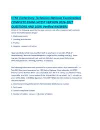 VTNE (Veterinary Technician National Examination) COMPLETE EXAM LATEST VERSION 2026-2027 Q
