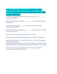 Tennessee cat 7 pest control COMPLETE EXAM LATEST VERSION 2026-2027 QUESTIONS AND 100% Ver