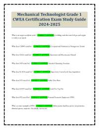 Mechanical Technologist Grade 1 CWEA Certification Exam Study Guide 2024-2025