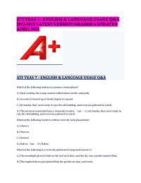 ATI TEAS 7 - ENGLISH & LANGUAGE USAGE Q&A