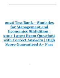 .2026 Test Bank – Statistics for Management and Economics 8thEdition | 200+ Latest Exam