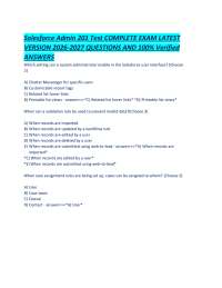 Salesforce Admin 201 Test COMPLETE EXAM LATEST VERSION 2026-2027 QUESTIONS AND 100% Verifi