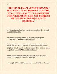 IBEC Final Exam Newest 2025–2026 IBEC Final Exam Preparation Practice Exam with Complete Q