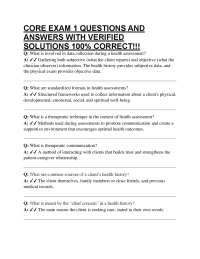 CORE EXAM 1 QUESTIONS AND ANSWERS WITH VERIFIED SOLUTIONS 100% CORRECT!!!