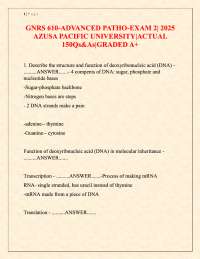 GNRS 610 Advanced Pathophysiology Exam 2 2025 Azusa Pacific University Actual 150 Question