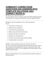 COMMUNITY CORRECTIONS QUESTIONS AND ANSWERS WITH COMPLETE SOLUTIONS 100% CORRECT RATED A