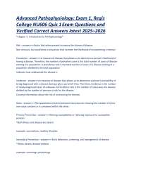 Advanced Pathophysiology: Exam 1 NUR606 Questions and Verified Correct Answers 2026-2027