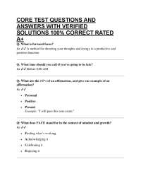 CORE TEST QUESTIONS AND ANSWERS WITH VERIFIED SOLUTIONS 100% CORRECT RATED A+