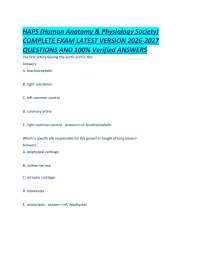 HAPS (Human Anatomy & Physiology Society) COMPLETE EXAM LATEST VERSION 2026-2027 QUESTIONS