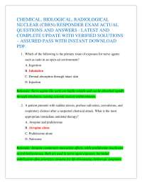 CHEMICAL, BIOLOGICAL, RADIOLOGICAL NUCLEAR (CBRN) RESPONDER EXAM ACTUAL QUESTIONS AND AN