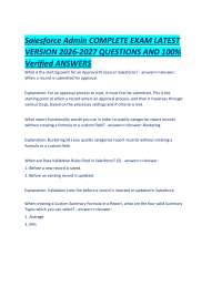 Salesforce Admin COMPLETE EXAM LATEST VERSION 2026-2027 QUESTIONS AND 100% Verified ANSWER