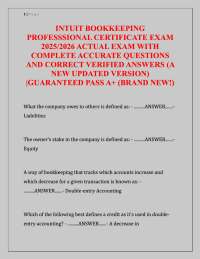 Intuit Bookkeeping Professional Certificate Exam 2025–2026 Actual Exam with Complete Accur
