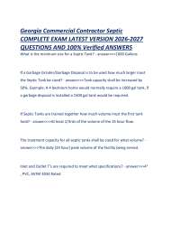 Georgia Commercial Contractor Septic COMPLETE EXAM LATEST VERSION 2026-2027 QUESTIONS AND