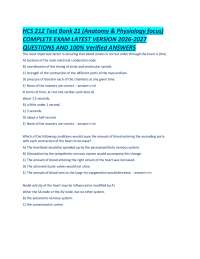 HCS 212 Test Bank 21 (Anatomy & Physiology focus) COMPLETE EXAM LATEST VERSION 2026-2027 Q