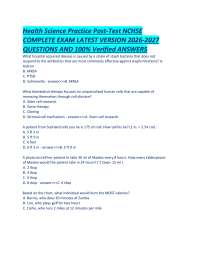 Health Science Practice Post-Test NCHSE COMPLETE EXAM LATEST VERSION 2026-2027 QUESTIONS A