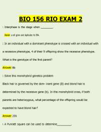 BIO 156 RIO EXAM 2 NEWEST ACTUAL EXAM WITH COMPLETE QUESTIONS AND CORRECT VERIFIED ANSWERS
