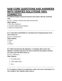 NAB CORE QUESTIONS AND ANSWERS WITH VERIFIED SOLUTIONS 100% CORRECT!!!