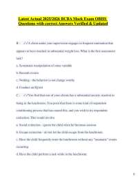 Latest Actual 2025/2026 BCBA Mock Exam OBHS Questions with correct Answers Verified & Upda