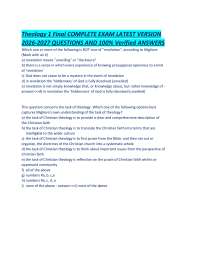 Theology 1 Final COMPLETE EXAM LATEST VERSION 2026-2027 QUESTIONS AND 100% Verified ANSWER