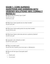 EXAM 1: CORE NURSING QUESTIONS AND ANSWERS WITH VERIFIED SOLUTIONS 100% CORRECT RATED A