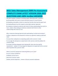 WGU Sales Management D099 Pre-Assessment COMPLETE EXAM LATEST VERSION 2026-2027 QUESTIONS