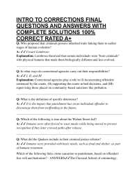 INTRO TO CORRECTIONS FINAL QUESTIONS AND ANSWERS WITH COMPLETE SOLUTIONS 100% CORRECT R