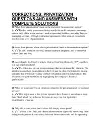 CORRECTIONS: PRIVATIZATION QUESTIONS AND ANSWERS WITH COMPLETE SOLUTIONS