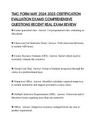 TMC FORM MAY 2024 2025 CERTIFICATION EVALUATION EXAMS COMPREHENSIVE QUESTIONS RECENT REAL