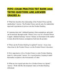PSPO 1 EXAM PRACTICE TEST BANK 2026 TESTED QUESTIONS AND ANSWERS GRADED A+