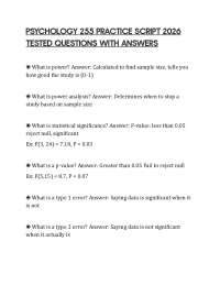 PSYCHOLOGY 255 TEST BANK 2026 TESTED QUESTIONS AND ANSWERS GRADED A+