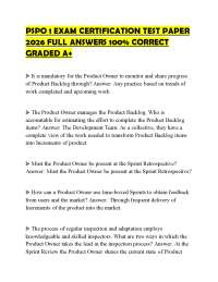 PSPO 1 EXAM CERTIFICATION TEST PAPER 2026 FULL ANSWERS 100% CORRECT GRADED A+