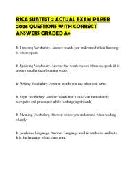 RICA SUBTEST 2 ACTUAL EXAM PAPER 2026 QUESTIONS WITH CORRECT ANSWERS GRADED A+