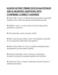 ILLINOIS NOTARY PRIMER 2025 EXAM DETAILED AND ELABORATED QUESTIONS WITH CONFIRMED CORRECT