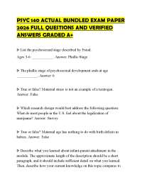 PSYC 140 ACTUAL BUNDLED EXAM PAPER 2026 FULL QUESTIONS AND VERIFIED ANSWERS GRADED A+